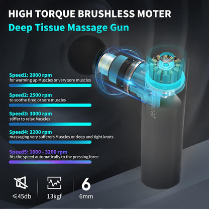 Mini Pistola Massaggiante a Percussione – 8 Velocità Regolabili fino a 3800 RPM