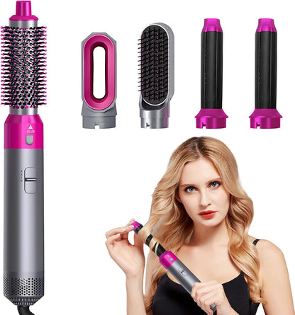 Spazzola Asciugacapelli 5-in-1 con Accessori Intercambiabili in Ceramica