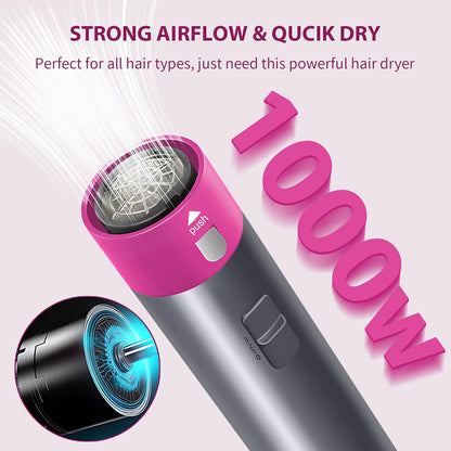 Spazzola Asciugacapelli 5-in-1 con Accessori Intercambiabili in Ceramica